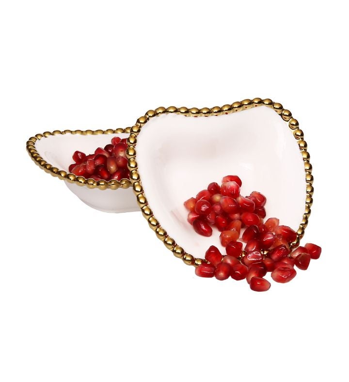  Porcelain White Apple Shaped Dishes 2 Pieces 