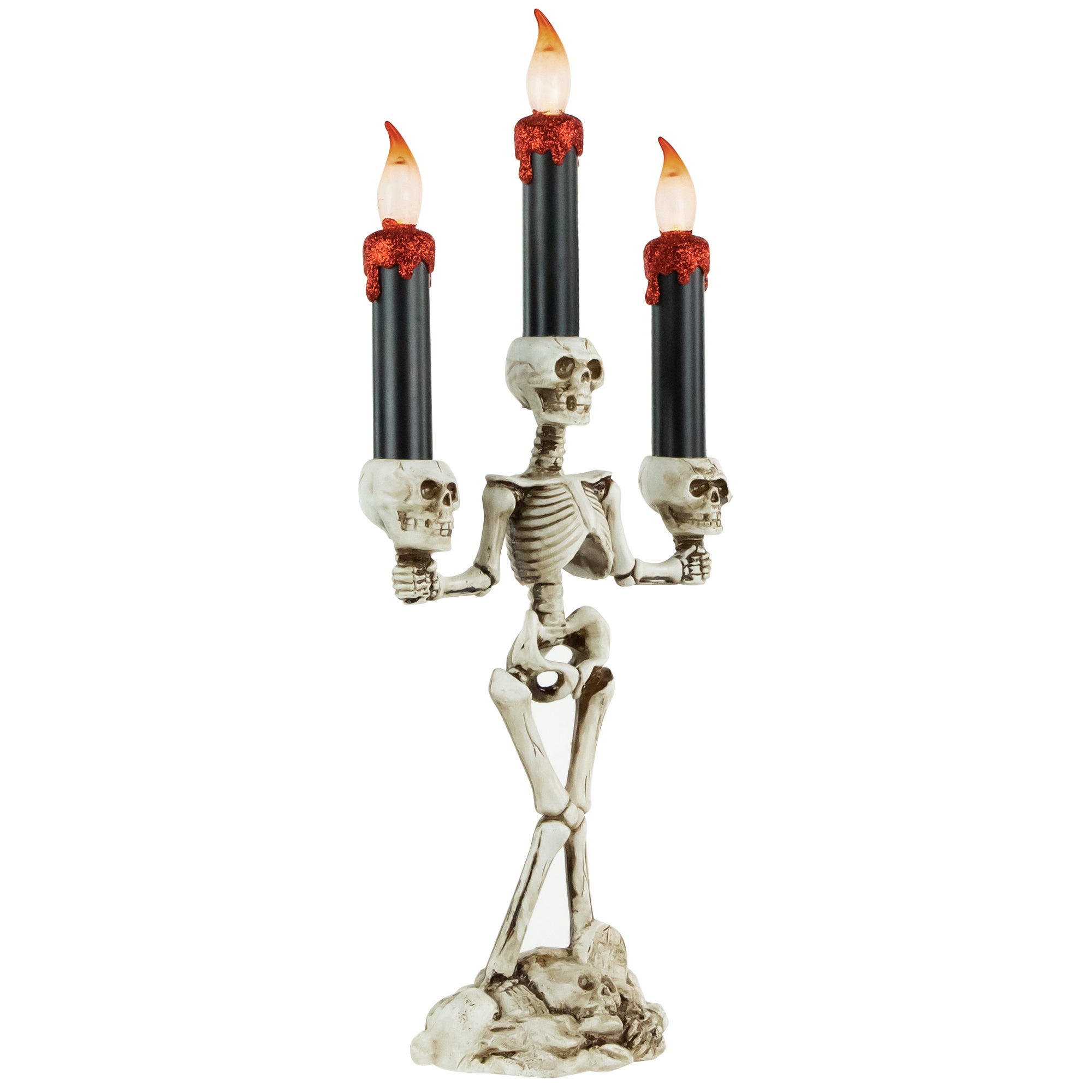 14.5" Dripping Candle Skeleton Halloween Candelabra