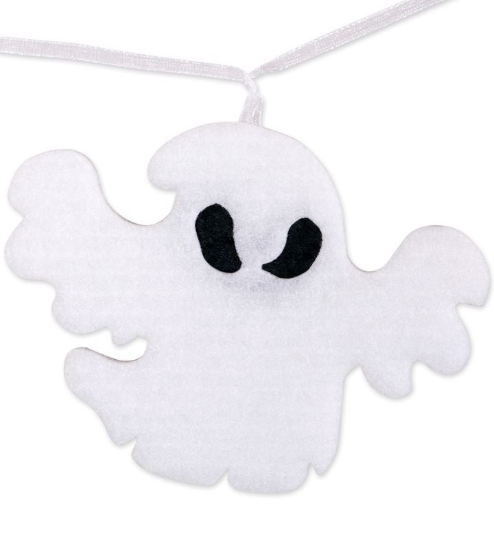 Set Of 2 White And Black Halloween Themed Hanging Ghost Garlands