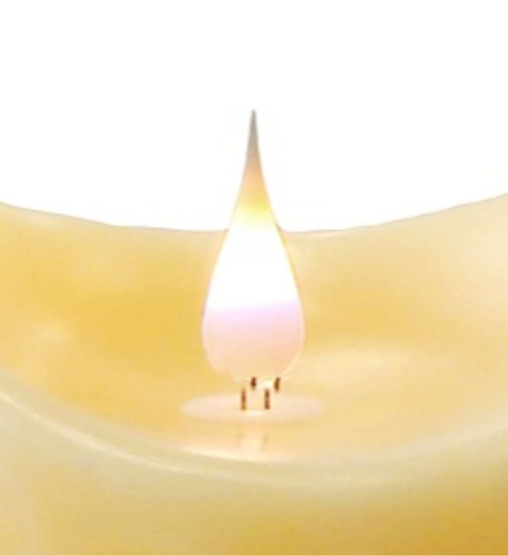 Ivory Led Dripping Wax Pillar Flameless Candle With Moving Flame