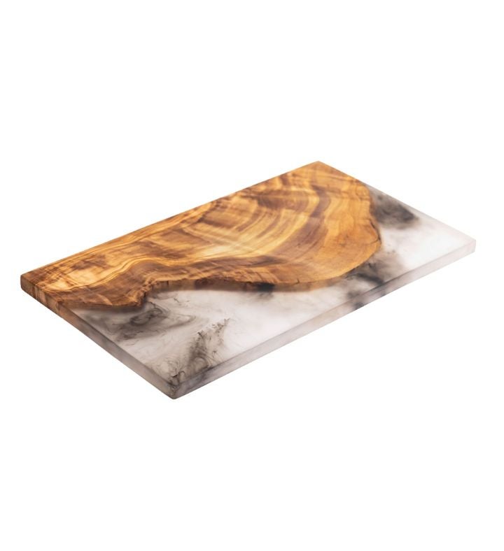 Jeanne Fitz Olive Wood + Resin Serving Board, Grey