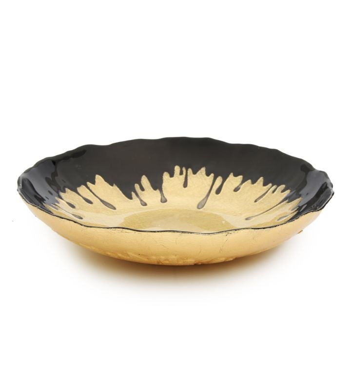 11.75"d Black Dipped Gold Salad Bowl