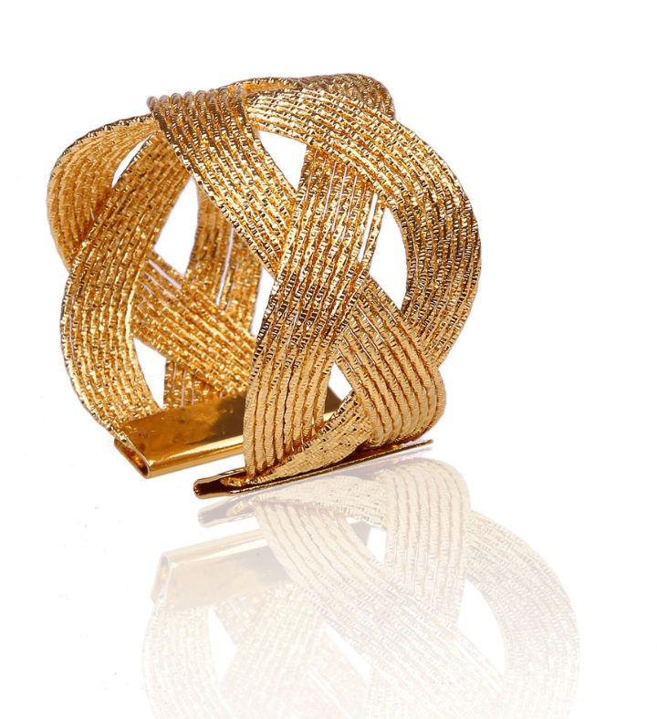 Set Of 6 Napkin Rings Woven Design