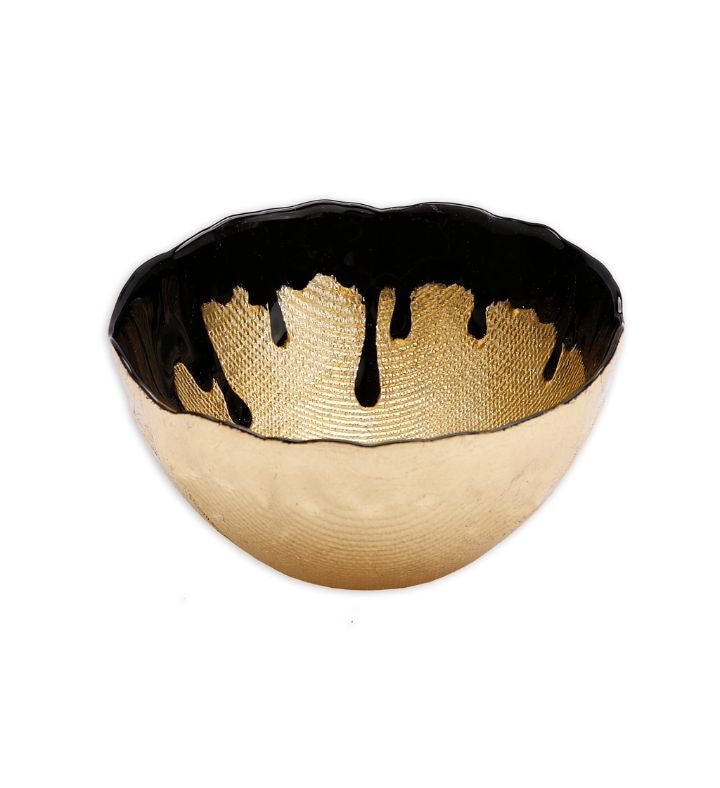 6"d Black Dipped Gold Dessert Bowl