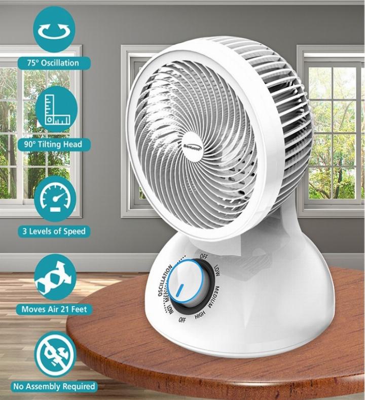 6 Inch 3 Speed Oscillating Air Circulator Desktop Fan