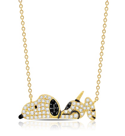 Snoopy Laying Down Necklace In 18kt Yellow Gold