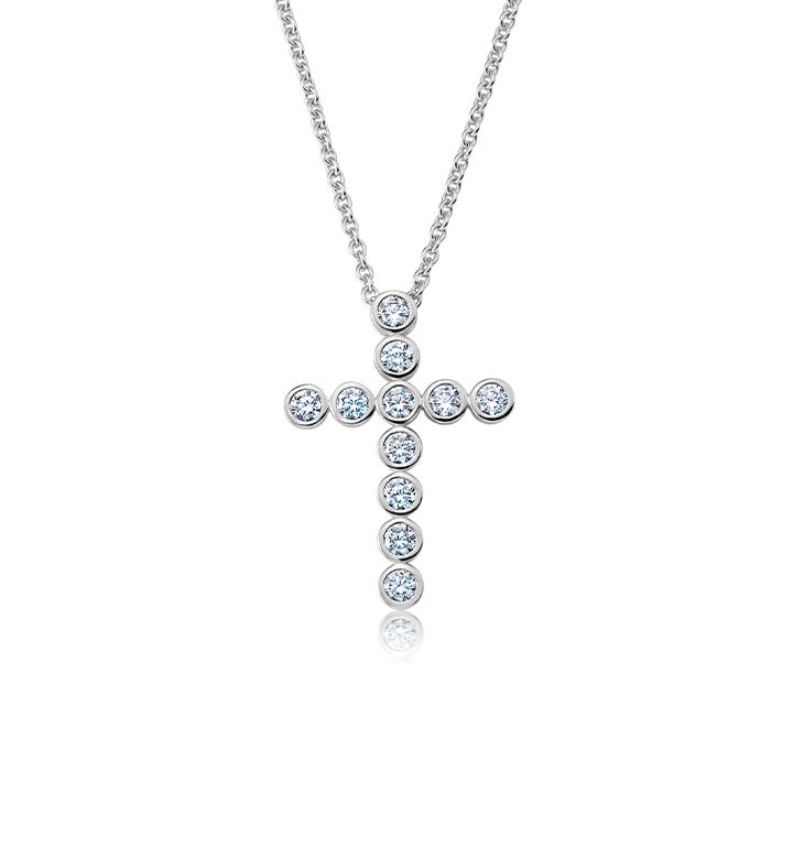 Brilliant Round Bezel Set Cross Necklace