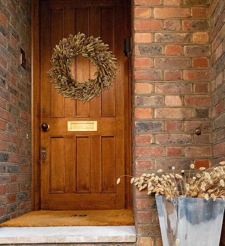 Golden Preserved Dried Wheat Grass Fall Harvest Wreath 21"