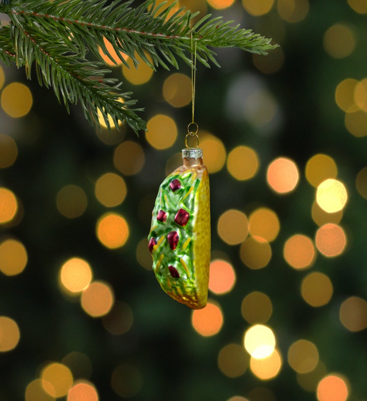 3.5" Yellow Taco Glass Christmas Ornament