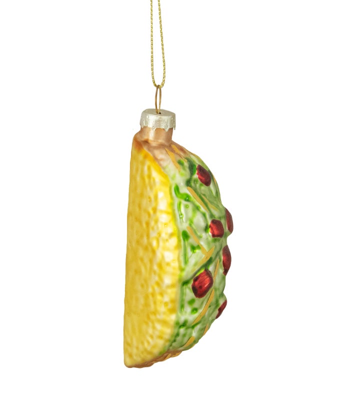 3.5" Yellow Taco Glass Christmas Ornament