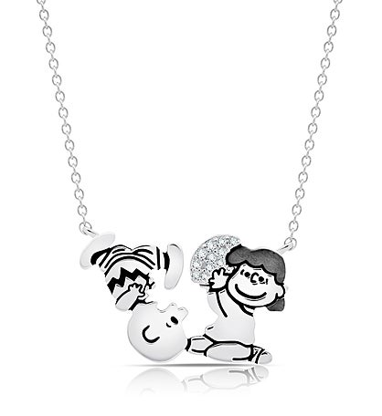 Charlie Brown & Lucy Football Necklace Finished In 18kt Yellow Gold