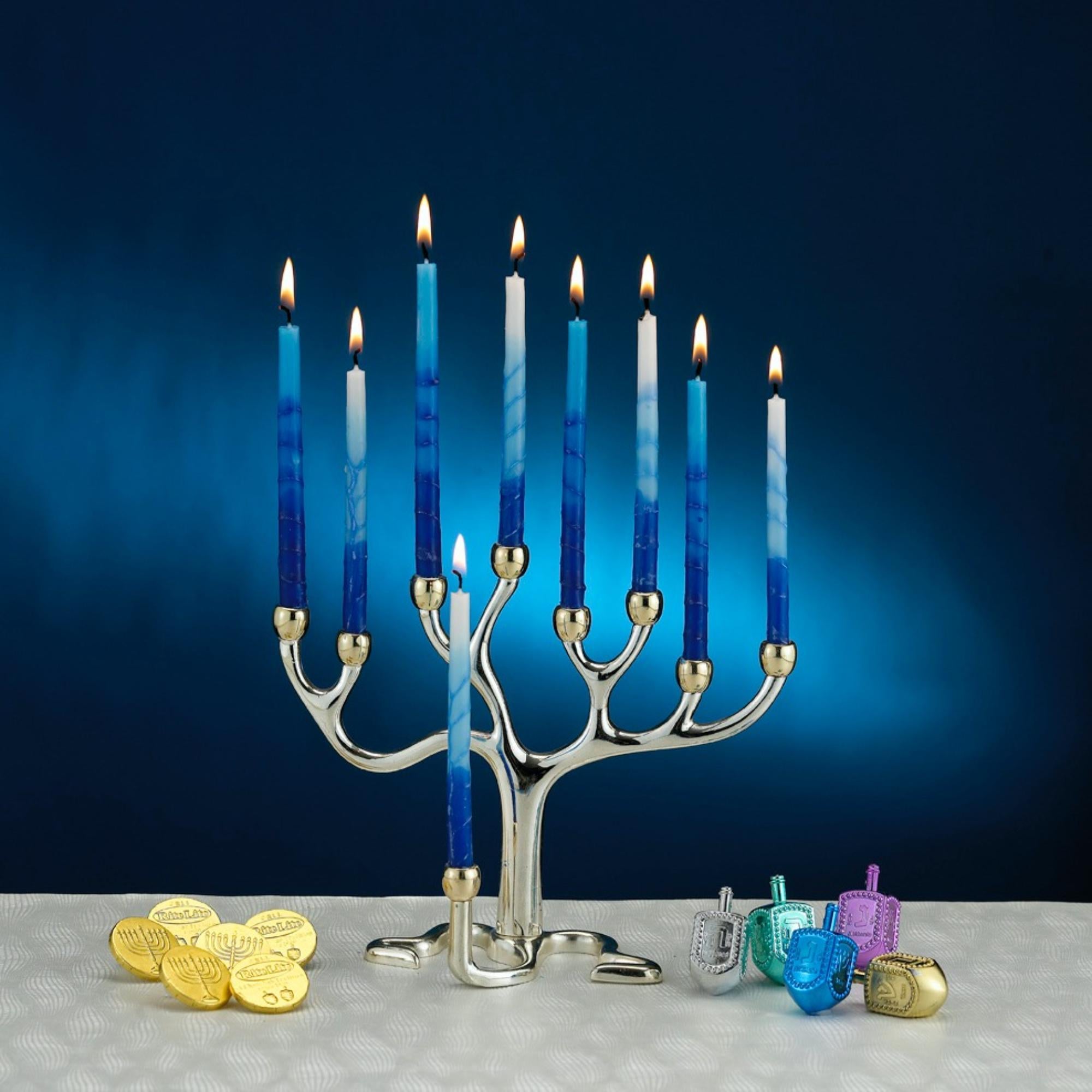 Club Pack Of 45 Blue And White Chanukah Premium Hand Dipped Candles 5"