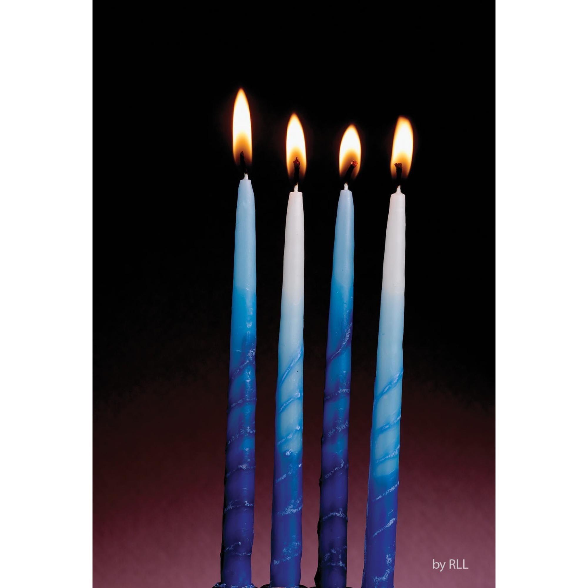 Club Pack Of 45 Blue And White Chanukah Premium Hand Dipped Candles 5"