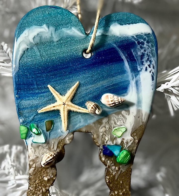 Remembrance & Awareness Hand painted Seascape Ornament