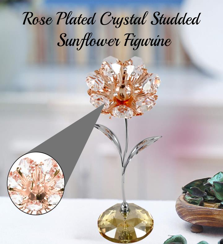 Chrome & Rose Plated Sunflower Figurine
