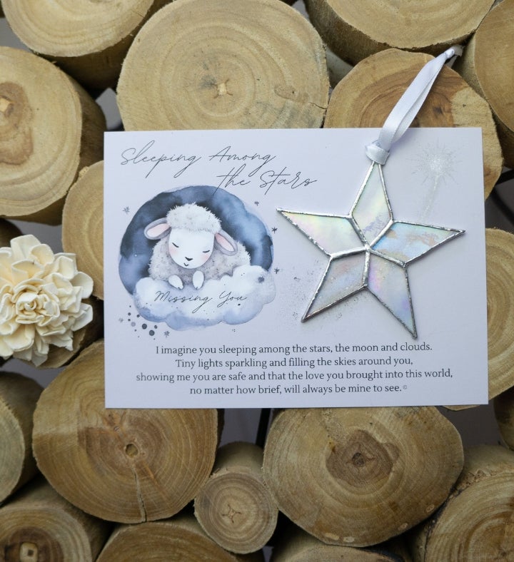 Sleeping Star Infant Memorial Handmade Glass Star