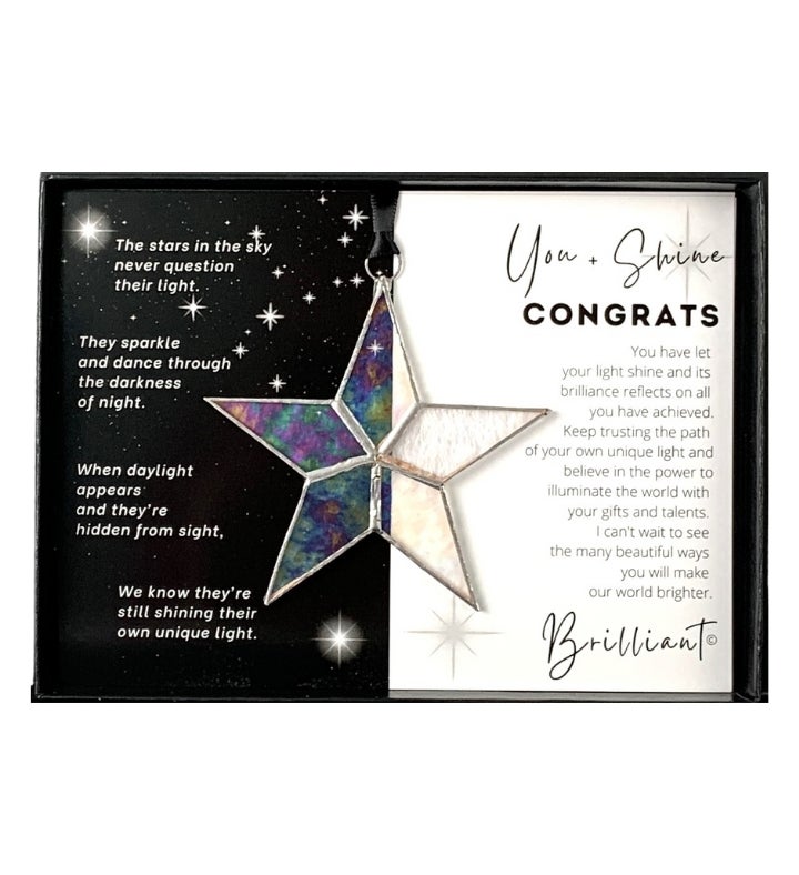 You + Shine: Congrats Handmade Stained Glass Star