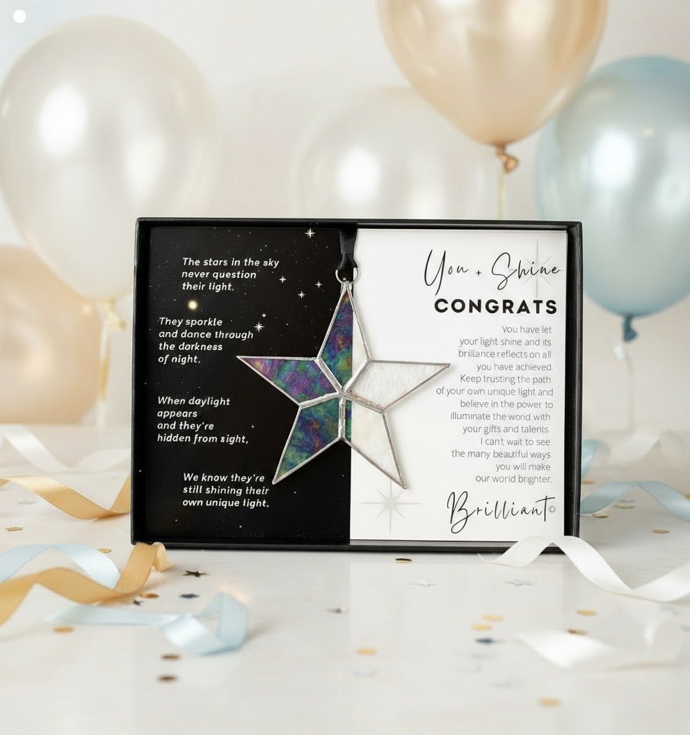 You + Shine: Congrats Handmade Stained Glass Star