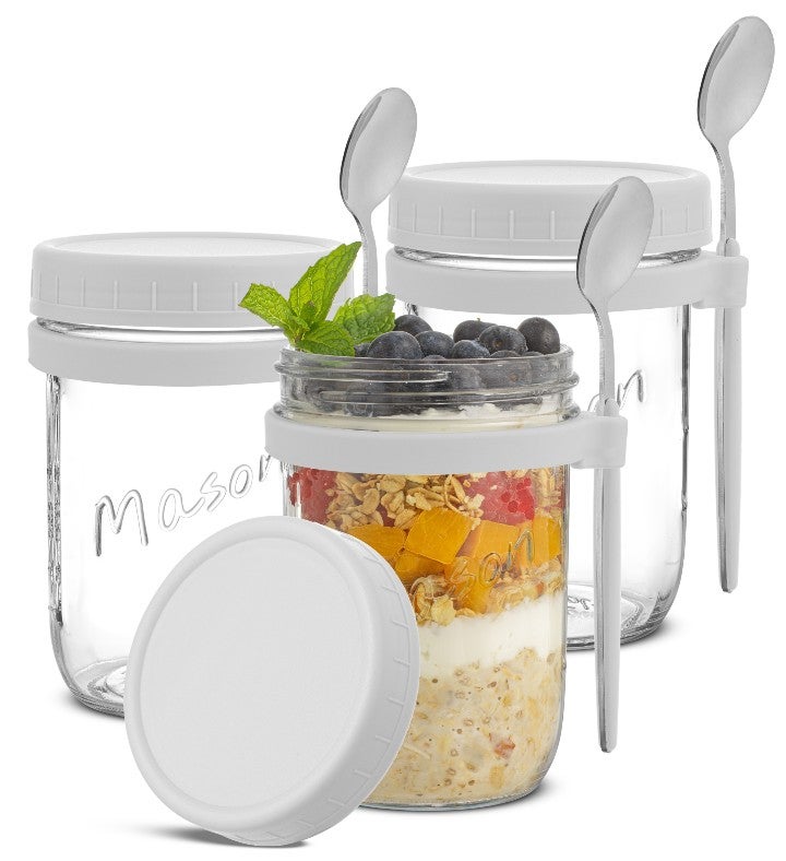 Dawn Glass Overnight Oats Containers   Set Of 3