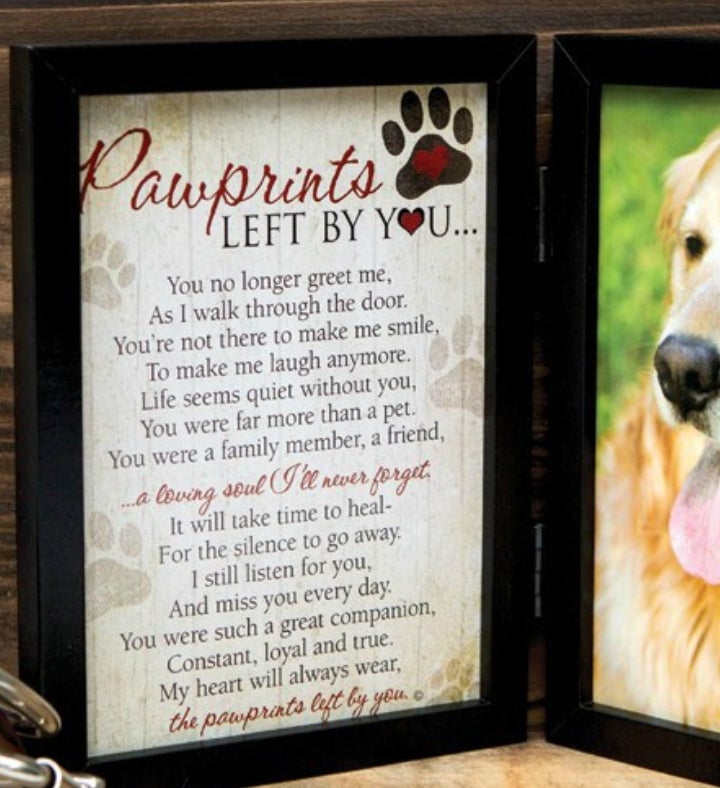 Pawprints Pet Loss Memorial Frame: Pawprints Left By You Dog