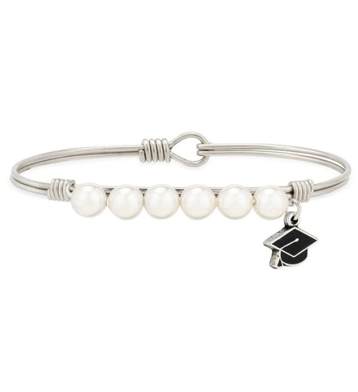 Graduation Crystal Pearl Bangle Bracelet