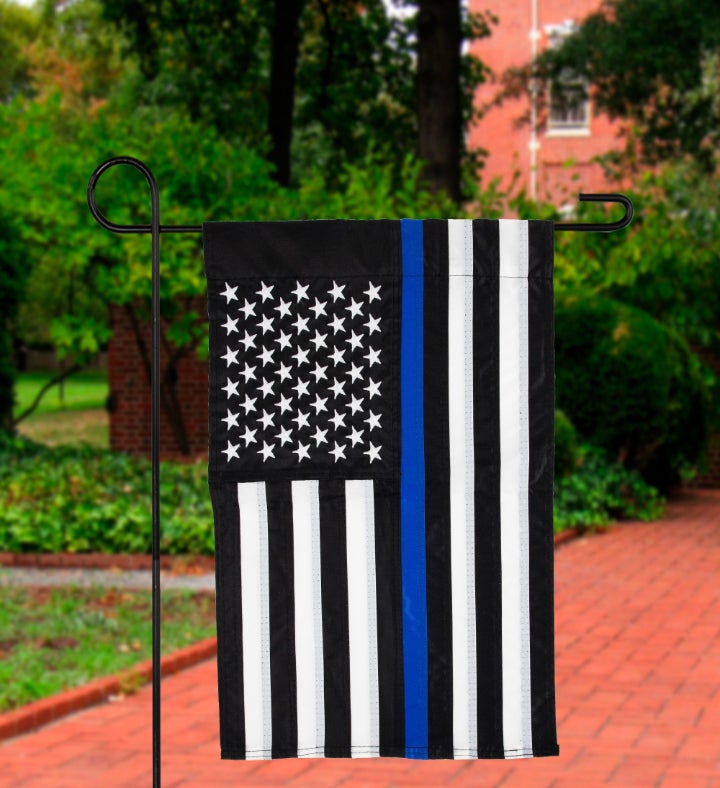 Law Enforcement Blue Embroidered Patriotic Outdoor Garden Flag 18" X 12.5"