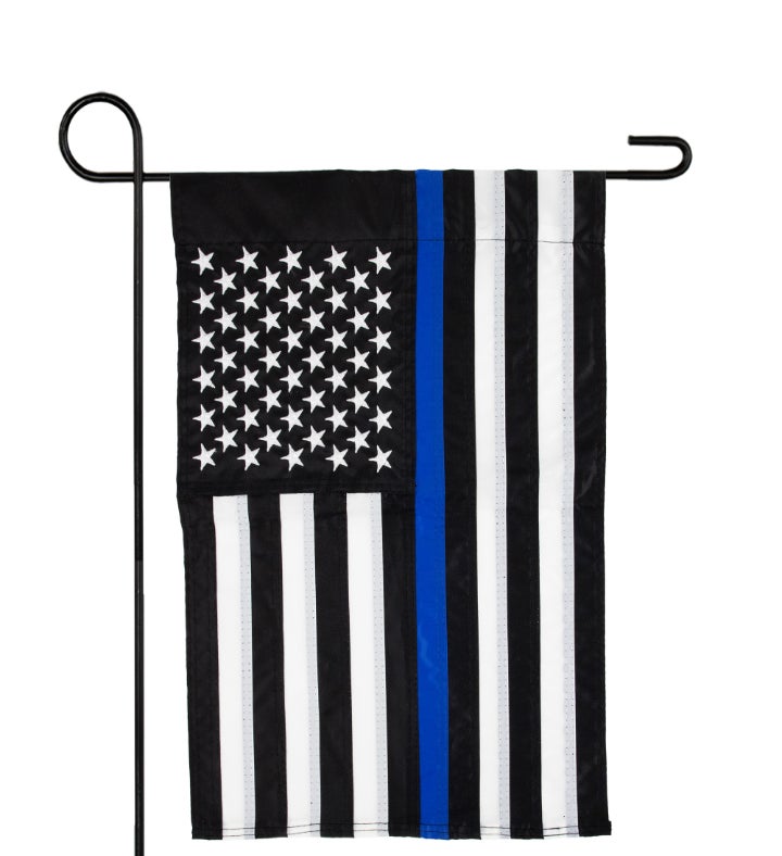 Law Enforcement Blue Embroidered Patriotic Outdoor Garden Flag 18" X 12.5"