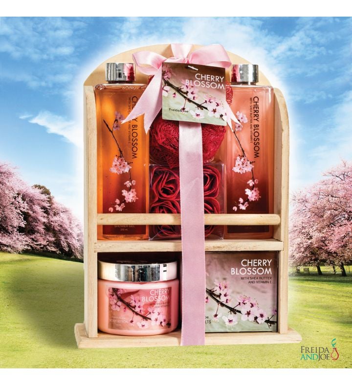 Cherry Blossom Spa Gift Set in a Natural Wood Caddy | 1800Flowers.com