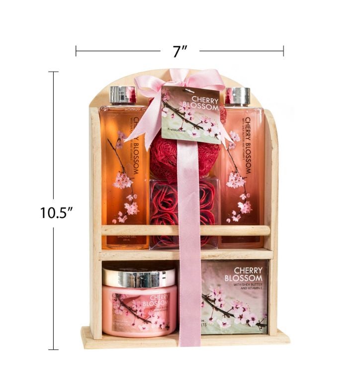 Cherry Blossom Spa Gift Set in a Natural Wood Caddy | 1800Flowers.com