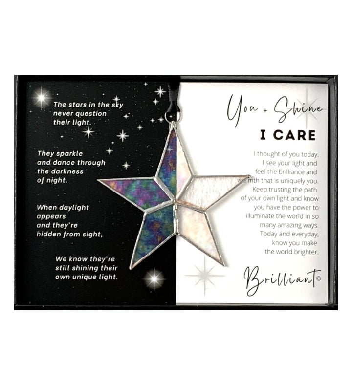 You + Shine: I Care Handmade Stained Glass Star