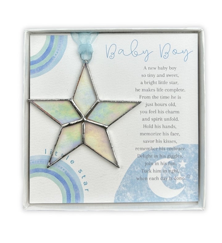 Little Star: Baby Boy Gift Handmade Stained Glass Star