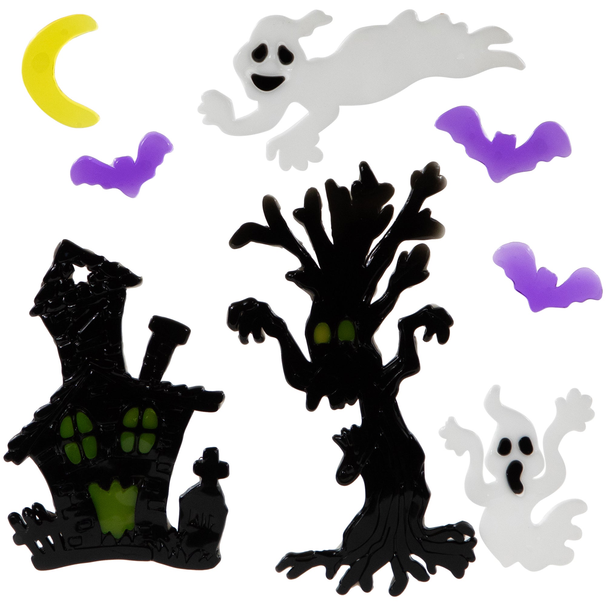 Set Of 4 Double Sided Halloween Gel Window Clings