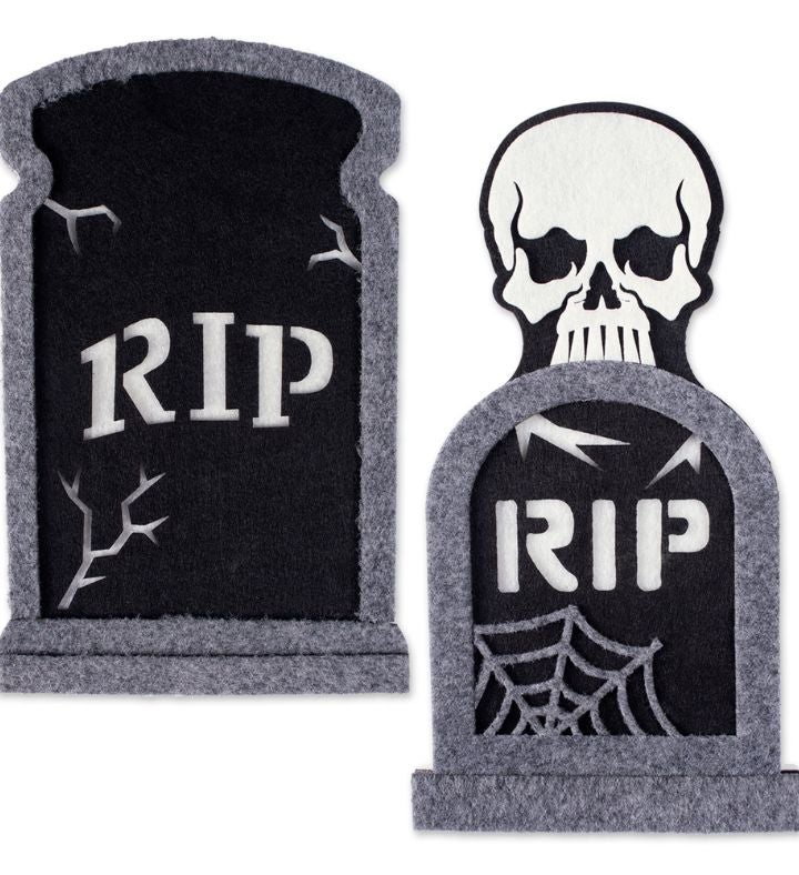 Set Of 2 Black Foam Tombstone Assortment