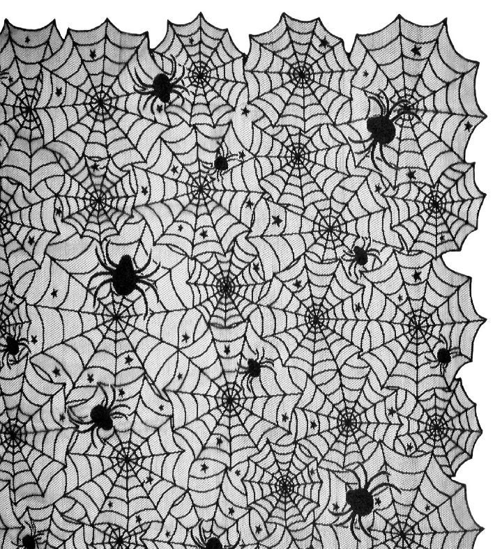 Spiderwebs Cotton Sheer Halloween Tablecloth 