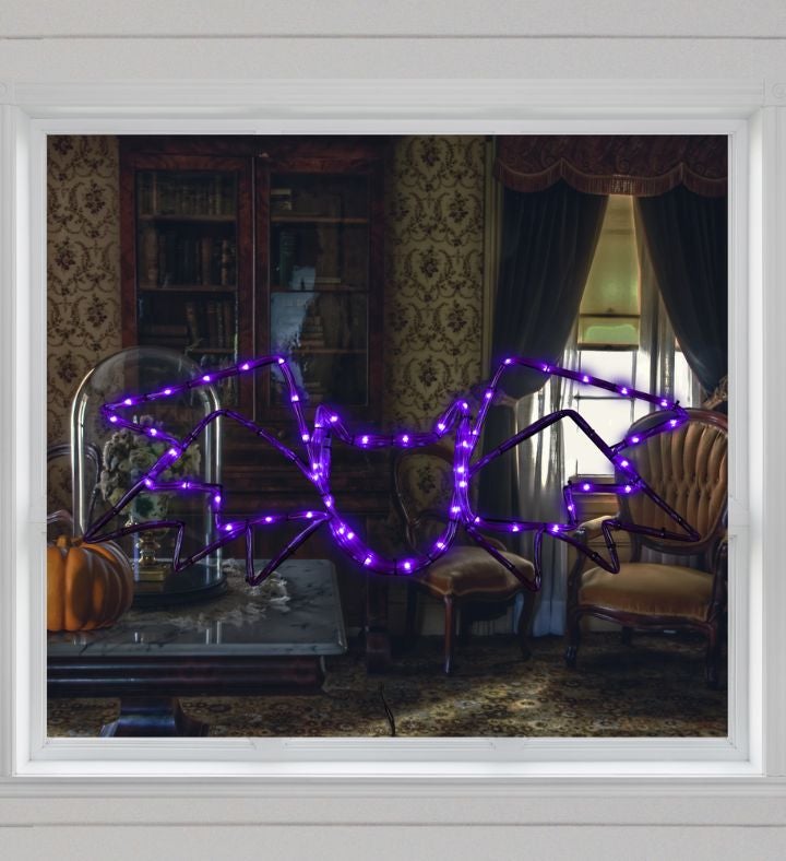 Led Lighted Purple Bat 4 Function Halloween Window Silhouette