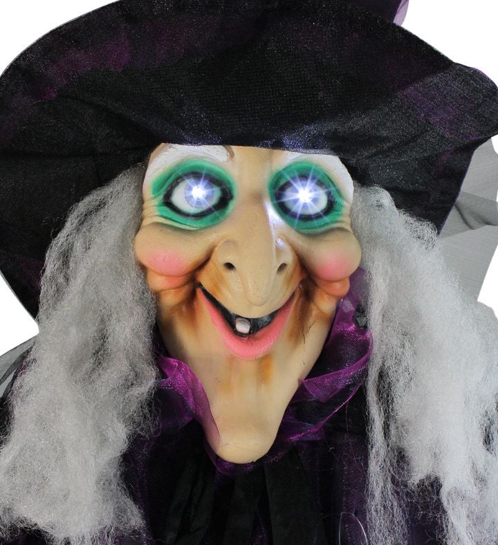 Lighted & Animated Witch Figure Decoration - 5.5' - Cool White Lights