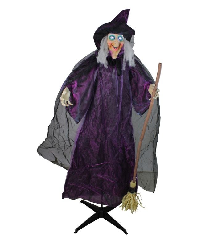 Lighted & Animated Witch Figure Decoration   5.5'   Cool White Lights