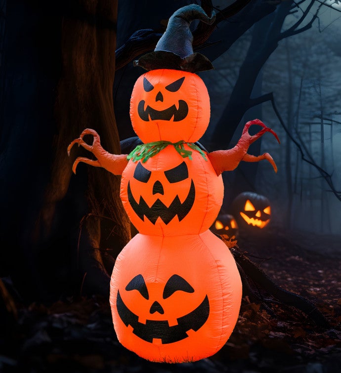 Stacked Jack-o-lantern Scarecrow 7-foot Halloween Inflatable