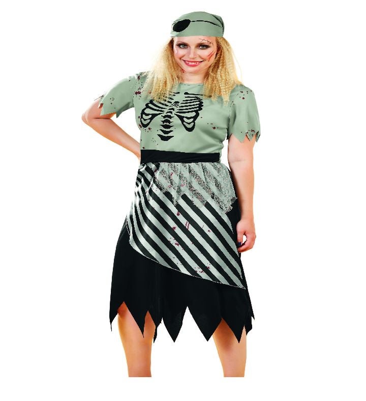 Black And Gray Pirate Women Adult Halloween Costume   Small