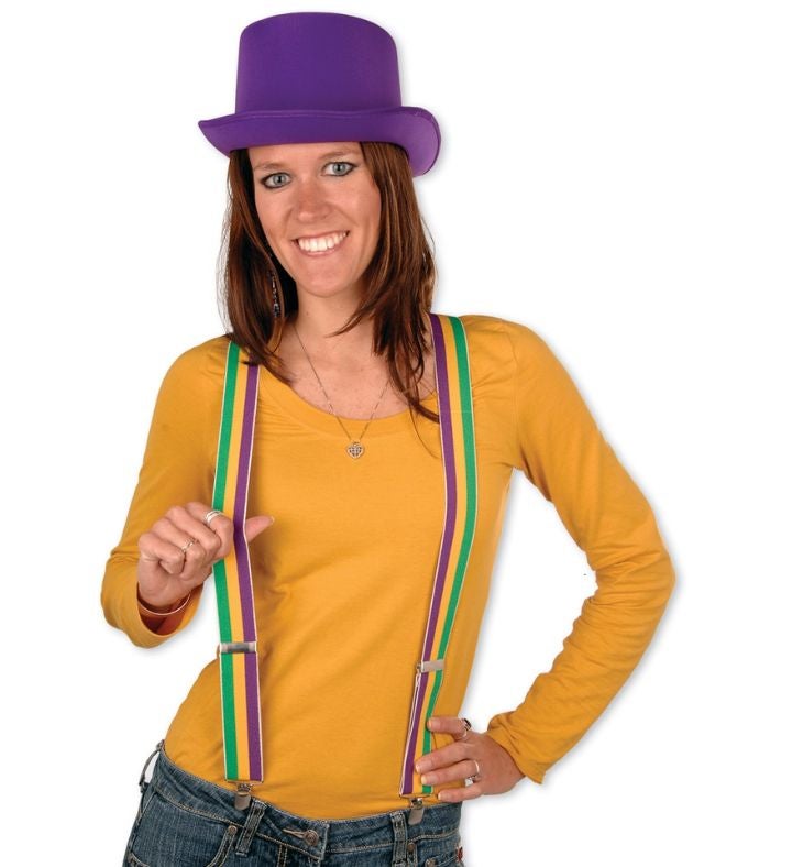 12 Pack Purple & Yellow Women's Adjustable Suspender Costume