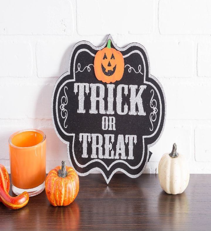 Set Of 2 Trick Or Treat And Happy Halloween Wooden Signs 12"