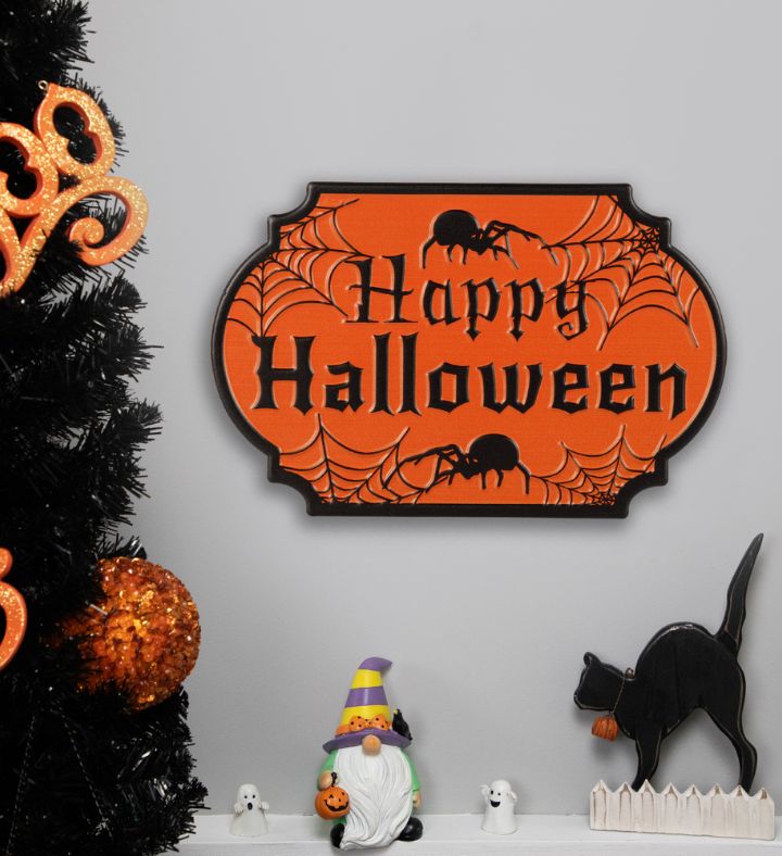 Cauldron Pot "happy Halloween" Metal Wall Sign - 10"