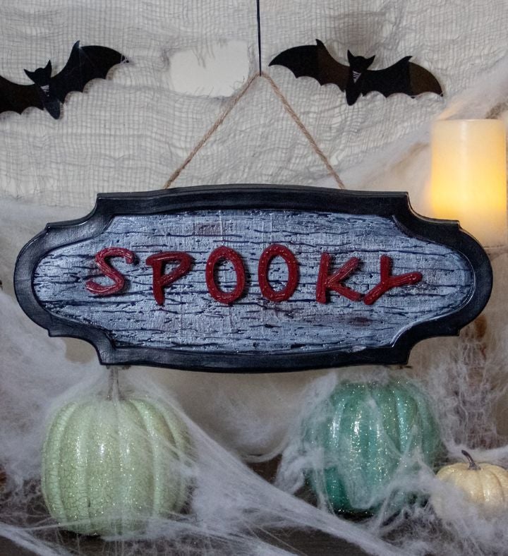 20.5" Red And Gray Animated 'spooky' Halloween Sign