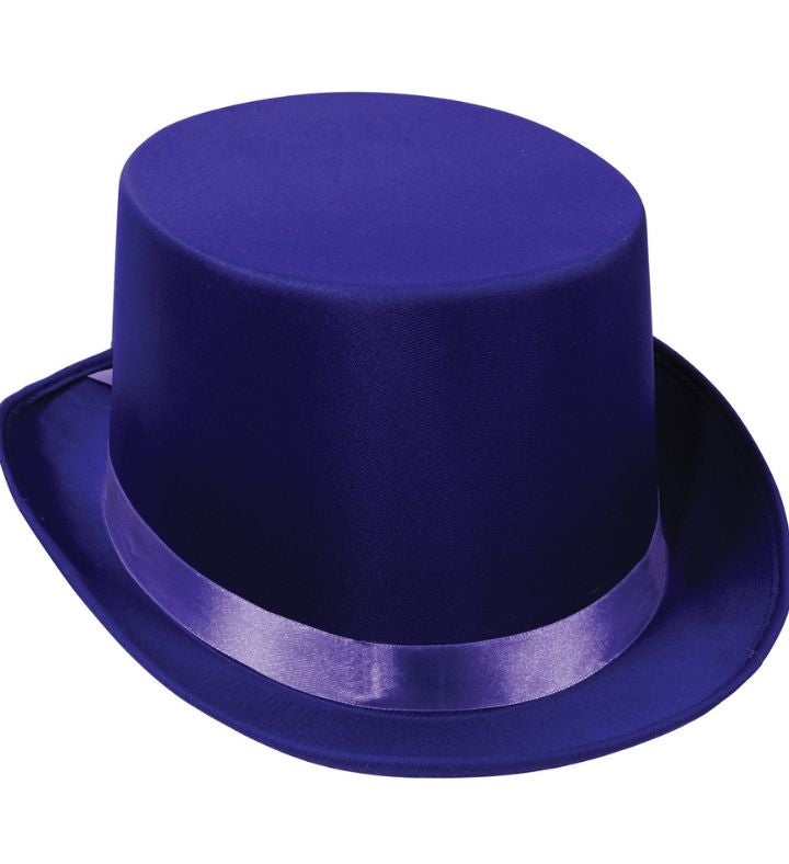 Pack Of 6 Purple Satin Sleek Costume Top Hat   Adult One Size