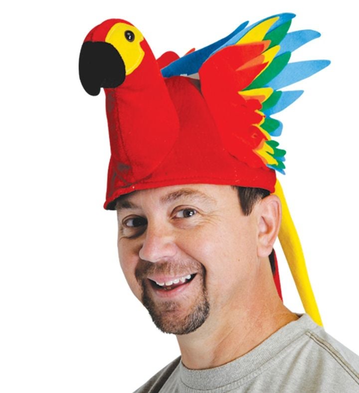 Pack Of 6 Vibrantly Colored Men Adult Plush Tropical Parrot Hat   One Size