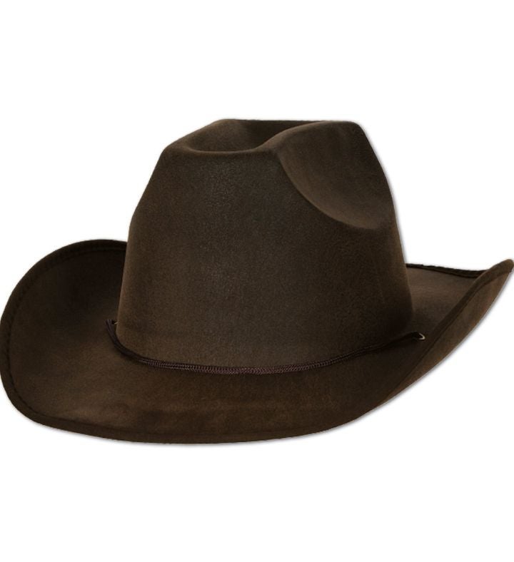 Pack Of 6 Brown Cowboy Halloween Hat Costume 14.5"