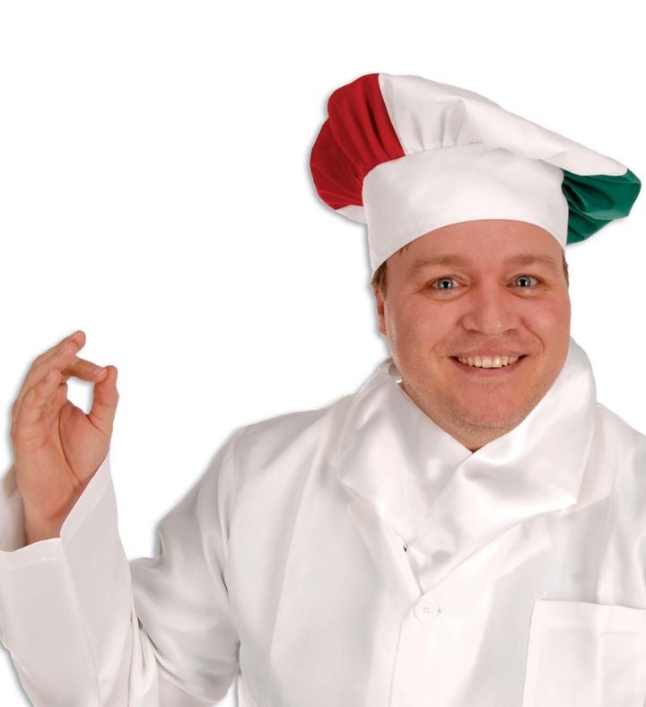 Pack Of 12 Red White And Green Oversized Costume Chef's Hats