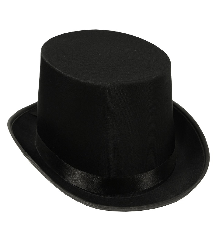 Pack Of 6 Black Satin Sleek Costume Top Hat   Adult One Size