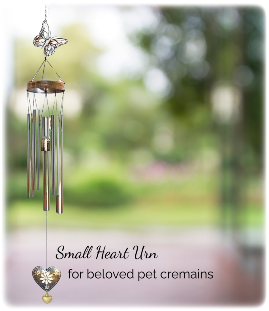 Pet Sympathy Gift Cremation Wind Chime With Memorial Heart Urn For Ashes