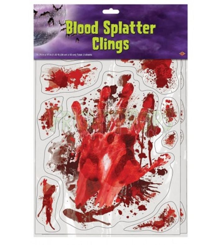 Club Pack Of 204 Blood Splatter Halloween Window Cling Decorations